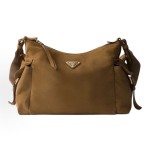 PRADA Explore enamel metal triangular logo zipper open shoulder bag for women, large size